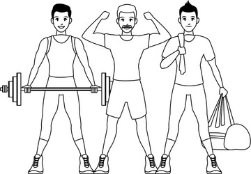 Fit men doing exercise Royalty Free Vector Image
