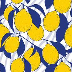Tropical seamless pattern with yellow lemons Vector Image