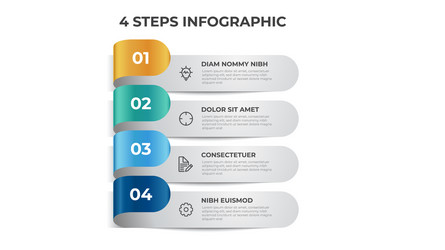 List layout with 4 points steps diagram vector