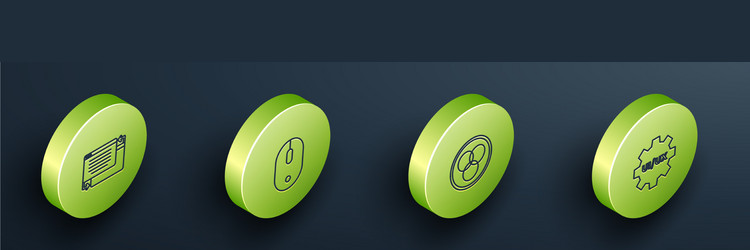 set isometric line ui or ux design computer mouse vector image
