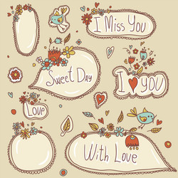 Set of speech and thought blobs scrapbook design vector