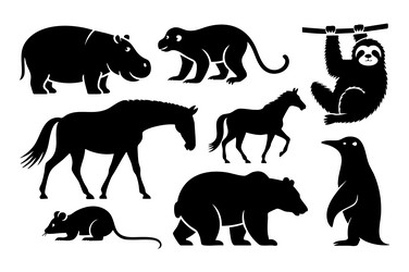 collection of diverse animal silhouettes Vector Image