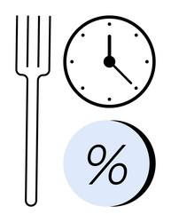 time management and efficiency concept with fork vector image