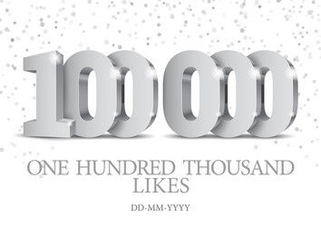 Anniversary or event 100000 silver 3d numbers vector