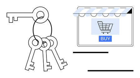 e-commerce security keys representing access vector image