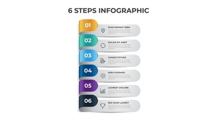 list layout with 6 points steps diagram vector