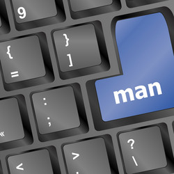 Man words on computer pc keys vector