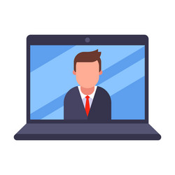 Online business meeting quarantined home office vector