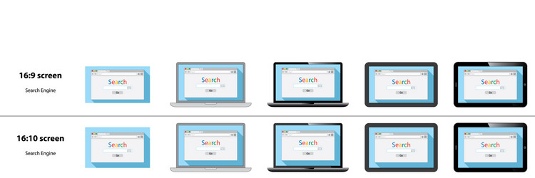 Set internet browser window with search engine vector