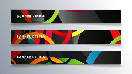 set rectangular banner with a circle background vector image