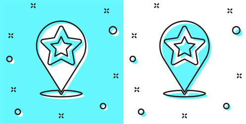 black line map pointer with star icon isolated vector image