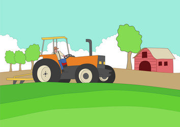 Farmer driving a tractor Royalty Free Vector Image