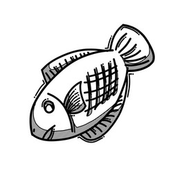 Fish doodle icon drawing sketch hand drawn line vector