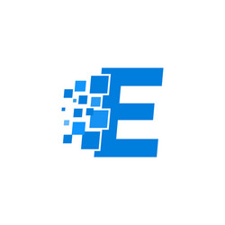 logo letter e blue blocks cubes vector