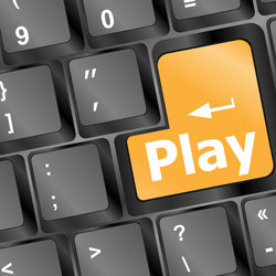 computer keyboard with play key - technology vector image