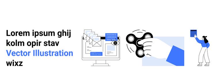 digital workspace with computer spinner in hand vector image