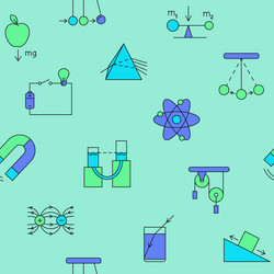 physics seamless pattern in colored line style vector image