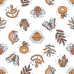 Seamless pattern with mystical boho elements vector