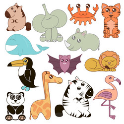 Adorable Animal Cartoon Set Vector Image