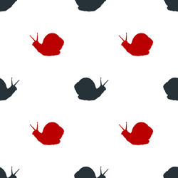 black and red snail icon isolated seamless pattern vector image
