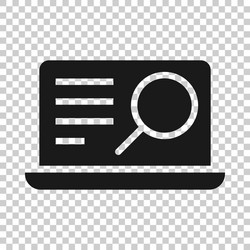 Computer search icon in flat style laptop vector