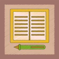 flat shading style icon notebook and pen vector image