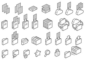 folders and files icon in isometry image vector image