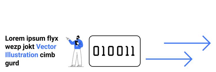 man pointing at digital binary code with arrows vector image