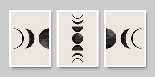 Moon Phases Abstract Art Set Vector Image
