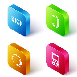 set isometric line video game console poker table vector image