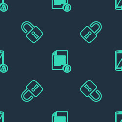 set line document and lock open padlock vector image