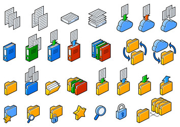 folders and files icon in isometry image vector image