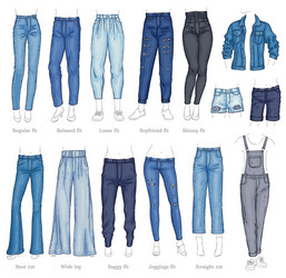 Leggings fit style jeans female denim pants vector