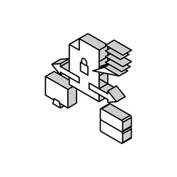 Secure file upload computer server isometric icon vector