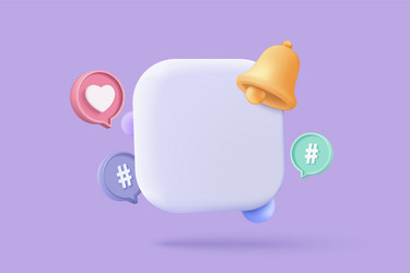3d app icon with notification alert speech bubble vector image