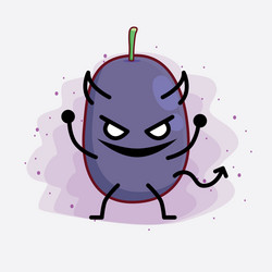 Java plum fruit cute character with simple face vector