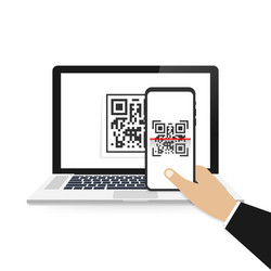 mobile phone scan qr code isolated on white vector image