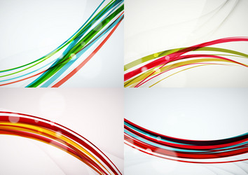 set abstract backgrounds curve wave lines vector image