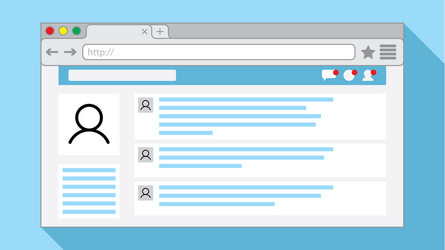 internet browser window with open social network vector image