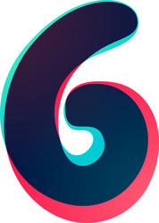 overlapping gradient number six logotype vector image