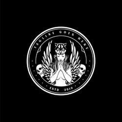 Praying Woman Skull Circle Vector Image