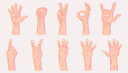 Set Of Different Hand Gestures Royalty Free Vector Image