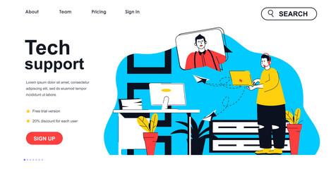 tech support concept for landing page template vector image