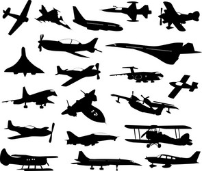 Silhouette Airplane Collection Vector Image