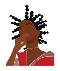 Abstract black woman portrait for female print vector