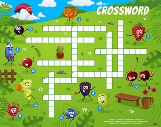 crossword find word quiz with berry characters vector