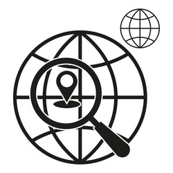 globe search icon location magnifier shape global vector image