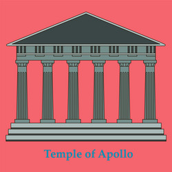 greece temple of apollo outline flat icon vector