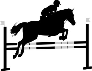 jumping show horse with jockey a hurdle vector