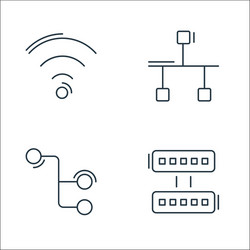 network and database line icons linear set vector image
